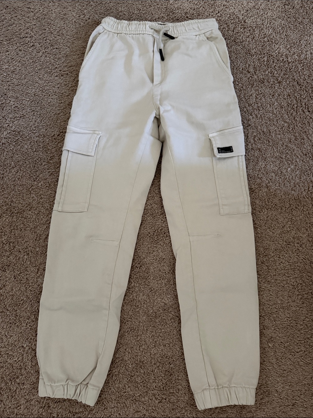 Zara Kids Cream Cargo Jogger Pants